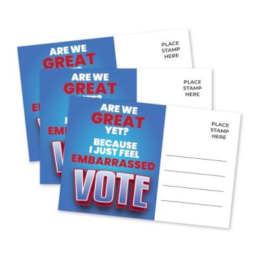Imagem de Pink Pixie Studio Cartões postais políticos para eleitores, Are We Great Yet Design, 10 x 6 polegadas, conjunto de 100, cartolina não revestida, feito nos EUA