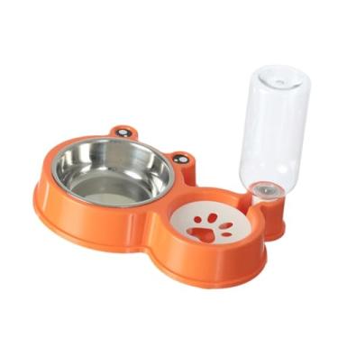 Imagem de Generic Dispensador de água para cães e gatos, tigela para animais pequenos, bebedouro automático, fundo antiderrapante, alimentador de alimentos e kit de, Laranja