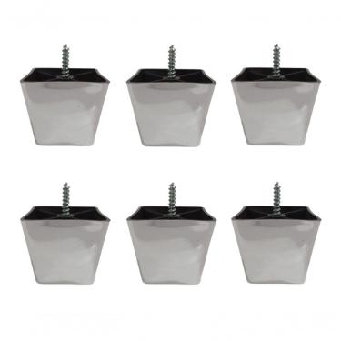 Imagem de Kit 6 Pés Para Sofa Rack Estofados Modelo Cadency Cromado Trapézio Alt 6 Cm