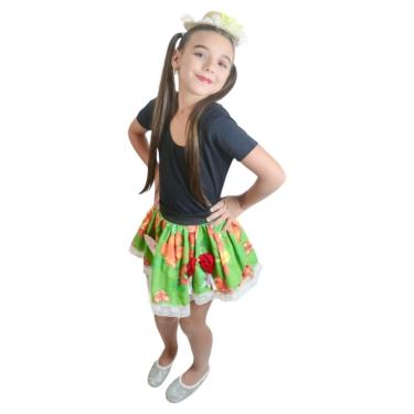 Imagem de Saia Junina Infantil Festa Junina Caipira Luxo São João Arraia Caipirinha Menina Quermesse Quadrilha