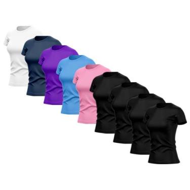 Imagem de Kit 9 Camisas Feminina Manga Curta Dry Fit Proteção Uv - Brás e Cia, M
