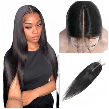 Imagem de Czrleaty Cabelo Liso Brasileiro 2X6 Fecho De Renda Transparente Com Parte Central Profunda Baby Remy Humano Suíço Kim K Hd (12")
