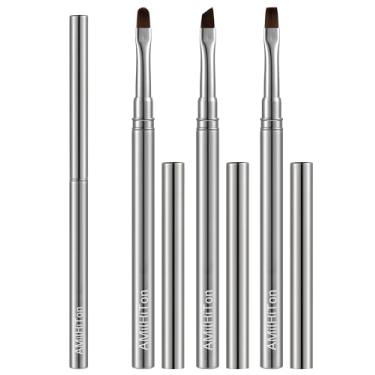 Imagem de AMilHiTon 3 Pincéis Para Removedor De Esmalte Opi, Limpeza Unhas, Designs Artísticos Redondos/Angulares/Planos Resistentes À Acetona E Cutículas (Cor Da Pistola)