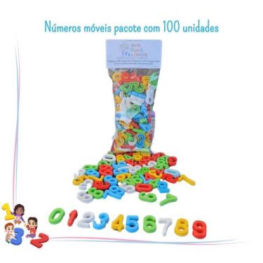 Imagem de Números Móveis  Pacote com 100 peças coloridas - Ateliê Paes & Almeida