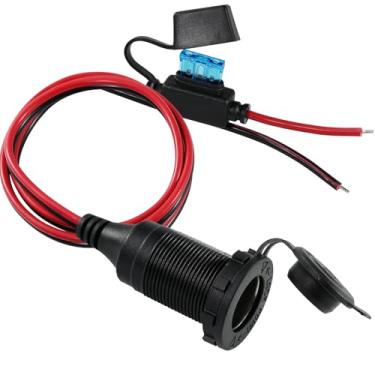 Imagem de SPARKING Tomada De Isqueiro Com Fusível Lâmina - 12 V, Fio Desencapado, Cabo Extremidade Aberta, 3 Pés, Rosca Fixa V/24 Substituição Energia Para Carro, Marinho, Motocicleta, Quadriciclo, Trailer