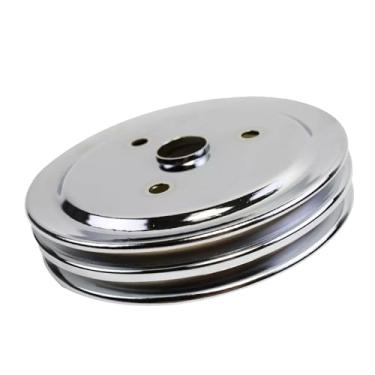 Imagem de GSKMOTOR Polia Do Virabrequim Com Sulco Duplo Swp Bomba D'Água Curta Compatível Bloco Pequeno Chevy Sbc 262 265 267 283 302 305 307 327 350 400 Aço Cromado