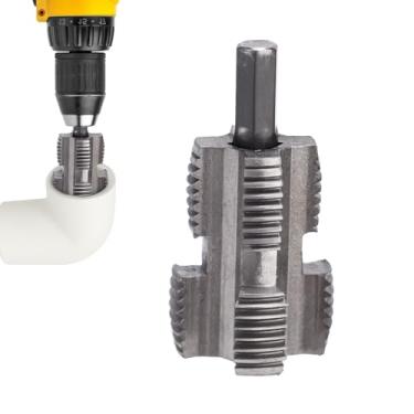 Imagem de Kit de rosca de tubo de PVC para furadeira elétrica, ferramenta de rosca de PVC, ferramenta de rosqueamento de tubos de plástico, incluindo 2 tamanhos de molde de 1,27 cm para cortar tubos de água