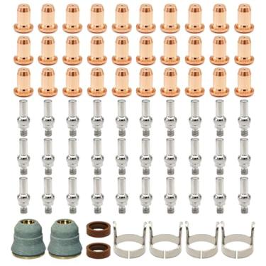 Imagem de TIANLYLIN 68 peças IPT-60 PT-60 IPT-40 PT40 ponta de tocha de corte de plasma tampa de eletrodo com suporte