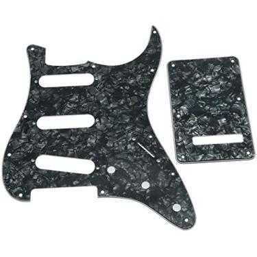 Imagem de Dopro 11 Hole Strat SSS Pickguard ST Placa Traseira Trem Capa para EUA/Mexicano FD Strat Black Pearl