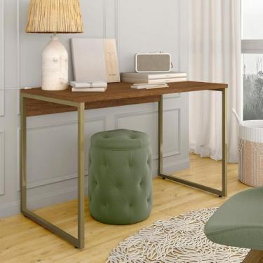 Imagem de Escrivaninha 1,20m Estilo Industrial Vancouver Dourado/freijó - M.a Dourado/freijó