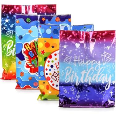 Imagem de PintreeLand 17 x 25 cm, sacos de lembrancinhas de festa de feliz aniversário, 40 peças, sacolas de presente de plástico para crianças, bebês, meninas e meninos, suprimentos de festa de aniversário (um