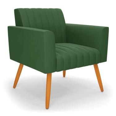 Imagem de Poltrona Viena Gomada Suede Pés Palito Castanho - D'rossi Cor Verde
