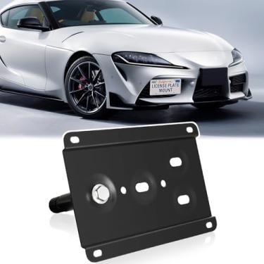 Imagem de Suporte de placa de carro para para-choque dianteiro compatível com Toyota Supra GR 2020-up, sem furadeira, gancho de reboque frontal, moldura para placa de carro, kit de montagem antifurto
