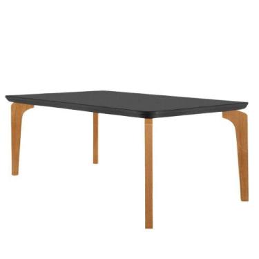 Imagem de Mesa Sala De Jantar Liz 180cm Em Mdf E Vidro Com Canto Copo Grafite/ I