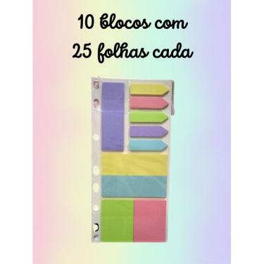 Imagem de Bloco adesivo kit marcador de pagina tons pasteis postiti papelaria material escolar