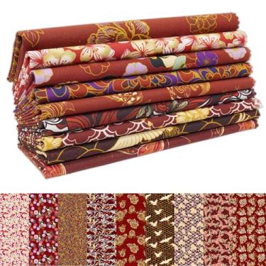 Imagem de Soimoi 9 pacotes de tecido de algodão 45 x 55 cm, tecidos de costura de quadrados de retalhos acolchoados para bricolage artesanal, decoração de casa, quadrados pré-cortados de tecido Fat Quarters