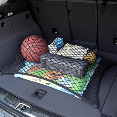 Imagem de Bcicada Rede elástica para porta-malas, organizador de carro 71 x 61 cm, elástico até 142 cm x 122 cm, resistente com 6 ganchos de aço + 4 ganchos ABS