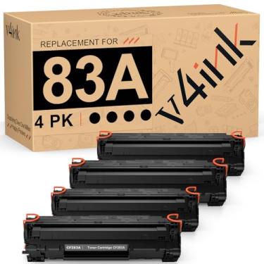 Imagem de V4INK Cartucho de toner de substituição compatível CF283A para HP 83A CF283A para uso em MFP M127fw M127fn M125nw M201dw M201n M225dn M225dw M125a Series Printer (preto, pacote com 4)