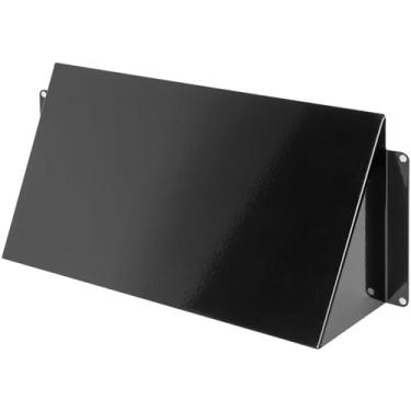 Imagem de Tampa de ventilação de aço galvanizado preto de 25,4 cm x 12,7 cm - Defletor de chuva de exaustão/entrada do duto - Proteção à prova de intempéries para sistemas de ventilação aberta - Exaustor de