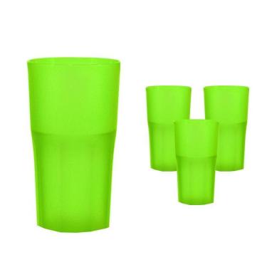 Imagem de Kit 4 Copos Roma Verde Neon 360Ml Plástico Premium