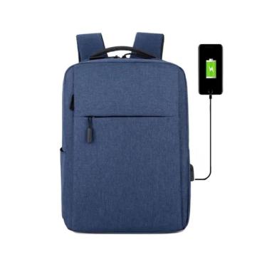 Imagem de Mochila Bolsa Slim Unissex Para Notebook Saída Usb Escola Faculdade Passeio Viagem azul