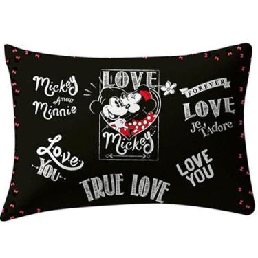 Imagem de Fronha Avulsa Mickey E Minnie 100% Algodão 48x68cm Preto - PORTALLAR