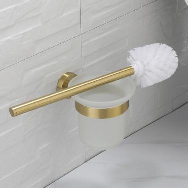 Imagem de Conjunto de banheiro dourado escovado - Porta-papel higiênico - Saboneteira - Aço inoxidável, porta-escova de vaso sanitário