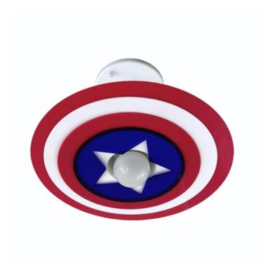 Imagem de Shin Tech Luminária Lustre Infantil Capitão América Herói - Chandelier LED Branco Vermelho, Branco, Azul - Plafon - Montado no Teto - Quarto Criança - Moderno com Estilo Heroico