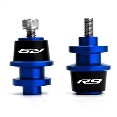 Imagem de MOWOK Adequado para Yamaha R9 YZF-R9 YZFR9 YZF R9 2025 r9 acessórios 6 mm Carretéis de braço oscilante de motocicleta Suporte CNC Parafusos de suporte de braço oscilante (azul)