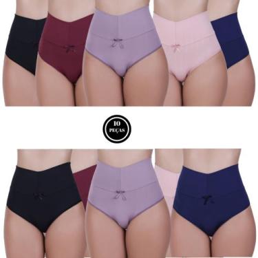 Imagem de Kit 10 Calcinha Cós Alto Pós Parto -c10 KIT 10 THAMIRES COMUM - BELLA 