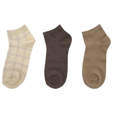 Imagem de Conjunto Meias Soquetes 3 Pares Estampada Marrom e Areia Tamanho 34 ao 38 - Basic+