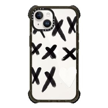 Imagem de CASETiFY Capa Ultra Impact para iPhone 14 [testado contra quedas de grau militar 5X / proteção contra quedas de 3,5 m] - xo Kisses - preto transparente
