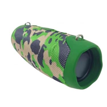 Imagem de Caixa de Som Bluetooth Portátil, 10W, LED Multicolorido, Bateria 2400mAh, Rádio FM (Camuflado)