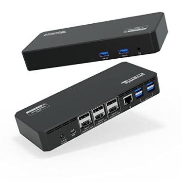 Imagem de Plugable Estação de ancoragem para monitor triplo USB C 12 em 1, monitores triplos 4K com HDMI 3X ou DisplayPort 3X, compatível com Mac, Windows, Thunderbolt, USB4, USB-C (100W PD, 6X portas USB,