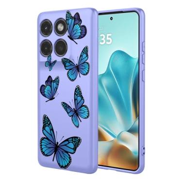 Imagem de HTXWXJC Capa de telefone para Motorola Edge 60 Fusion, XT2503-4 à prova de choque flexível bumper TPU capas macias capa padrão borboleta para Motorola Edge 60 Fusion borboleta roxa