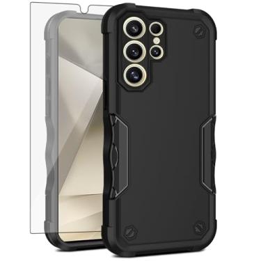 Imagem de Asuwish Capa de celular para Samsung Galaxy S24 Ultra 5G com película protetora de tela de vidro temperado, híbrida, fina, resistente, à prova de choque, rígida, acessórios de proteção S24Ultra 24S S