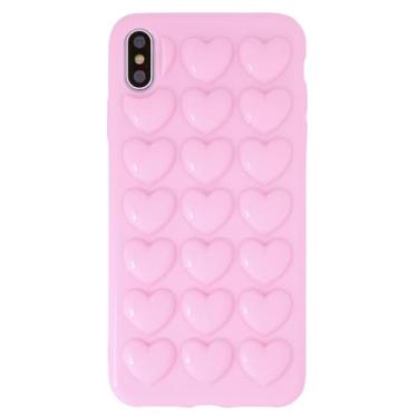 Imagem de DMaos Capa feminina compatível com iPhone Xs Max, 3D Pop Bubble Heart Kawaii, linda feminina para iPhone 10s Max 6,5 polegadas - rosa