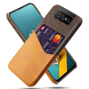 Imagem de Capa para Asus Zenfone 7,Tela e tampa de couro PU,Antideslizante,360°cobertura completa à prova de choque com 1 slot de cartão atrás,Prevenção de queda-Brown