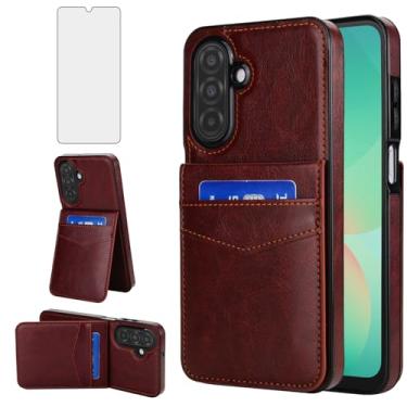 Imagem de Asuwish Capa de telefone para Samsung Galaxy A26 5G com protetor de tela de vidro temperado e suporte para cartão de crédito capa carteira suporte acessórios de celular de couro A 26 26A LTE A265G