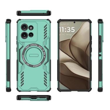 Imagem de Elubugod Capa compatível com Motorola Edge 50 5G, compatível com MagSafe, compatível com Motorola Edge 50 5G XT2407-1 Dissipação Cool Anti-queda capas de celular verde