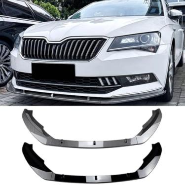 Imagem de Divisor de para-choque dianteiro compatível com Superb B8 2016-2018 Kit de carroceria difusor de para-choque dianteiro protetor de spoiler labial acessórios para carro (preto brilhante)