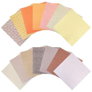 Imagem de FREEBLOSS 14 peças de tecido de algodão marrom pré-cortado pacotes de tecido de colcha floral quadrados suprimentos para costura patchwork 20 x 20 polegadas/50 x 50 cm