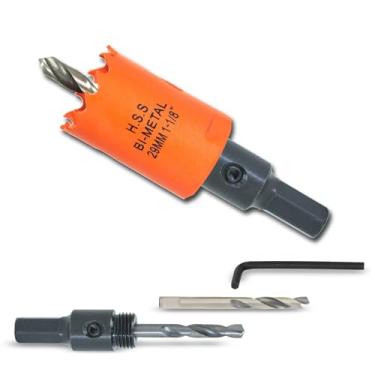 Imagem de VIKITON Serra de furo de 3,5 cm com mandril para plástico de madeira metálica, cortador de furo bimetálico de 2,8 cm para diferentes projetos com borda de perfuração lisa e plana, remoção rápida de