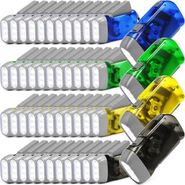 Imagem de Retisee Lanterna de manivela de 48 peças, sem necessidade de bateria, lanterna de pressão manual, 3 luzes de LED para caixas de sapatos, acampamento, caminhada (verde, azul, amarelo, cinza)