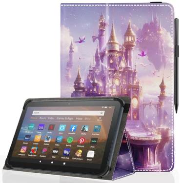 Imagem de Pudiceva Capa universal para tablet Android 10 de 10,1 polegadas, capa fina e dobrável para tablet com tela sensível ao toque de 22,9 a 10,7 cm com suporte para caneta Stylus, céu da cidade