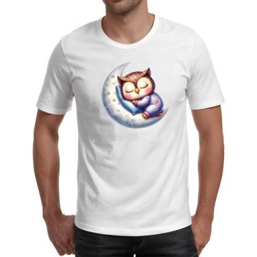 Imagem de Camiseta Unissex Cute Coruja dormindo na Lua - Alearts, GG
