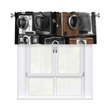 Imagem de HJBNW Cortinas para janelas janela de cozinha cortina blackout janela tratamentos retrô legal coleção de câmera pequena cortina de banheiro haste sólida Pocke 1 painel 137 x 45 cm