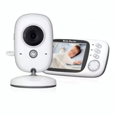 Imagem de Câmera Babá Eletrônica com Visão Noturna Infravermelha Tela 3.2" Áudio Bidirecional Detecção de Movimento e Som VOX Monitoramento de Temperatura e Musica para Bebês Premium
