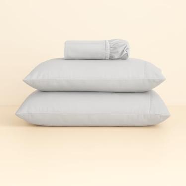 Imagem de Jogo De Lençol Casal Padrão Algodão 400 Fios Micropercal (Cinza)