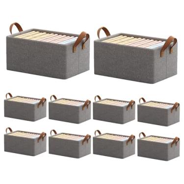 Imagem de Caixa de armazenamento, caixa empilhável para guarda-roupas, durável, fácil de montar, lavável, adequada para uso doméstico e quartos.(KIT10)